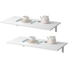 Kit 02 Mesas Dobráveis de Parede Cozinha Slim L03 Suspensa 120x45 BP Branco Fosco - Lyam Decor