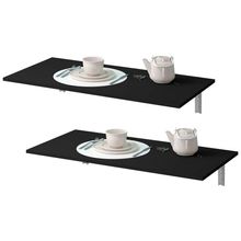 Kit 02 Mesas Dobráveis de Parede Cozinha Slim L03 Suspensa 120x45 BP Preto Fosco - Lyam Decor