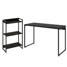 Kit Escritório Estante Areta 3 Prateleiras com Mesa Industrial Aspen 120cm C01 Onix - Lyam Decor