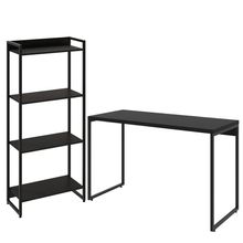 Kit Escritório Estante Areta 4 Prateleiras com Mesa Industrial Aspen 120cm C01 Onix - Lyam Decor