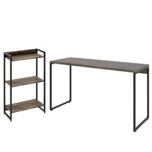Kit Estante Areta 3 Prateleiras com Mesa Industrial Aspen 135cm C01 Carvalho Dark - Lyam Decor