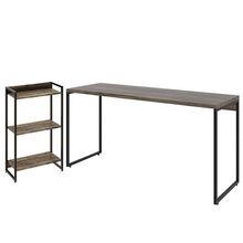 Kit Estante Areta 3 Prateleiras com Mesa Industrial Aspen 150cm C01 Carvalho Dark - Lyam Decor