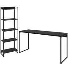 Kit Para Escritório Estante Areta 5 Prateleiras Mesa Industrial Aspen 90cm C01 Onix - Lyam Decor