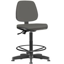 Cadeira Caixa Alta Giratória Job L02 Couro Sintético Cinza - Lyam Decor