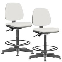 Kit 02 Cadeiras Caixa Alta Giratória Job L02 Couro Sintético Branco - Lyam Decor