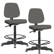 Kit 02 Cadeiras Caixa Alta Giratória Job L02 Crepe Cinza - Lyam Decor