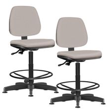 Kit 02 Cadeiras Caixa Alta Giratória Job L02 Linho Bege - Lyam Decor