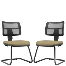 Kit 02 Cadeiras de Escritório Recepção Fixa Zip L02 Suede Bege - Lyam Decor