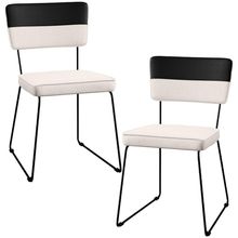 Kit 02 Cadeiras Decorativas Estofada Allana L02 Faixa Corano Preto Linho Cru - Lyam Decor