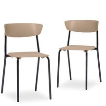 Kit 02 Cadeiras Fixa Base Preta Empilhável Bit  F02 Nude - Lyam Decor