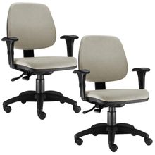 Kit 02 Cadeiras Giratória Job L02 Executiva Ergonomica Suede Bege - Lyam Decor