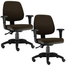 Kit 02 Cadeiras Giratória Job L02 Executiva Ergonomica Suede Marrom - Lyam Decor