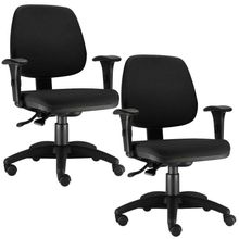 Kit 02 Cadeiras Giratória Job L02 Executiva Ergonomica Crepe Preto - Lyam Decor