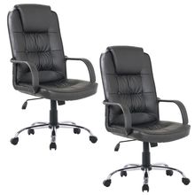 Kit 02 Cadeiras Giratórias Para Escritório Office Royal F03 Preto - Lyam Decor