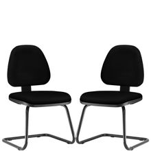 Kit 02 Cadeiras Para Escritório Sky L02 Fixa Crepe Preto - Lyam Decor