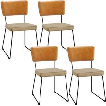 Kit 04 Cadeiras Decorativas Sala Jantar Allana L02 Couríssimo Whisky Linho Bege Escuro - Lyam Decor