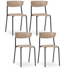 Kit 04 Cadeiras Fixa Base Preta Empilhável Bit F02 Nude - Lyam Decor