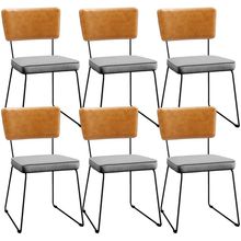 Kit 06 Cadeiras Decorativas Sala De Jantar Allana L02 Couríssimo Whisky Linho Cinza - Lyam Decor