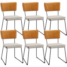 Kit 06 Cadeiras Decorativas Sala De Jantar Allana L02 Couríssimo Whisky Linho Cru - Lyam Decor