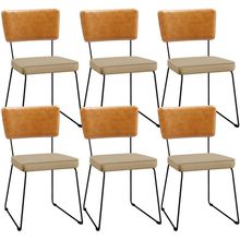 Kit 06 Cadeiras Decorativas Sala Jantar Allana L02 Couríssimo Whisky Linho Bege Escuro - Lyam Decor