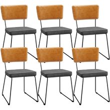 Kit 06 Cadeiras Decorativas Sala Jantar Allana L02 Couríssimo Whisky Linho Cinza Escuro - Lyam Decor