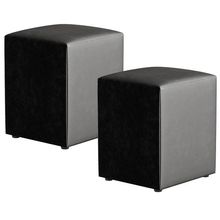 Kit 02 Puffs Quadrado L02 Decorativo Couríssimo Preto - Lyam Decor