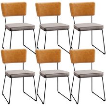 Kit 06 Cadeiras Decorativas Sala De Jantar Allana L02 Couríssimo Whisky Linho Bege - Lyam Decor