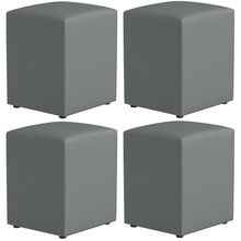 Kit 04 Puffs Quadrado L02 Decorativo Corano Cinza - Lyam Decor