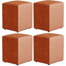 Kit 04 Puffs Quadrado L02 Decorativo Couríssimo Camel - Lyam Decor