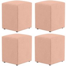 Kit 04 Puffs Quadrado L02 Decorativo Linho Rosê - Lyam Decor