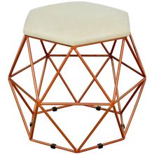 Puff Decorativo Aramado Bronze Six L02 Suede Bege - Lyam Decor