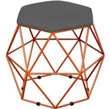 Puff Decorativo Aramado Bronze Six L02 Suede Cinza - Lyam Decor