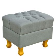 Puff Decorativo París Luis Xv L02 Capitone Linho Cinza Escuro - Lyam Decor