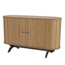 Balcão Buffet Para Sala De Estar Curvo 02 Portas Romagna 130cm D03 Freijó Preto Fosco - Lyam Decor