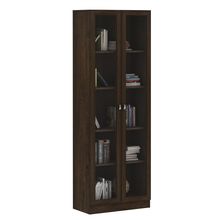 Estante Escritório Home Office 2 Portas De Vidro 4 Prateleiras Cannes 171cm T01 Rústico - Lyam Decor
