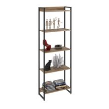 Estante Multiuso Para Escritório Industrial 05 Prateleiras Areta 186x60cm C01 Carvalho - Lyam Decor