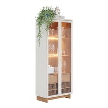Cristaleira Para Sala De Jantar com Nicho Adega 02 Portas Malibu C04 Freijó Off White - Lyam Decor