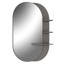 Espelho Decorativo Para Banheiro 70 cm Com Prateleiras Vicenza B06 Magneto Nogal - Lyam Decor