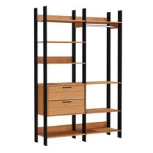 Kit 02 Closet Guarda Roupa Cabideiro 02 Gavetas Modulado 220x73cm Leaf D03 Freijó Preto - Lyam Decor