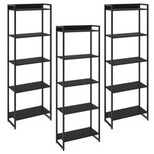 Kit 3 Estantes Multiuso Escritório Industrial 5 Prateleiras Areta 186x60cm C01 Onix - Lyam Decor