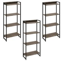 Kit 3 Estantes Multiuso Industrial 4 Prateleiras Areta 145x60cm C01 Carvalho Dark - Lyam Decor