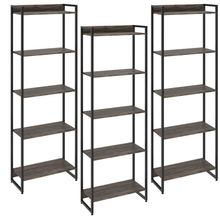 Kit 3 Estantes Multiuso Industrial 5 Prateleiras Areta 186x60cm C01 Carvalho Dark - Lyam Decor