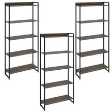 Kit 3 Estantes Multiuso Industrial 5 Prateleiras Areta 186x80cm C01 Carvalho Dark - Lyam Decor