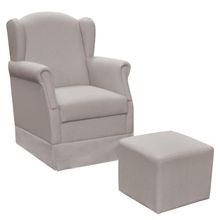 Poltrona de Amamentação com Balanço e Puff Elisa P02 Linho Bege - Lyam Decor