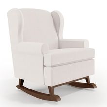 Poltrona De Amamentação Com Balanço Malu Base De Madeira P02 Linho Cru - Lyam Decor