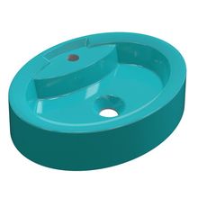 Cuba de Apoio Oval C01 Para Banheiro Onix O43 Azul Turquesa - Lyam Decor