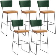 Kit 5 Banquetas Alta Cozinha Sala Jantar Allana L02 Facto Verde Musgo Couríssimo Whisky - Lyam Decor
