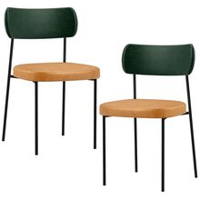 Kit 02 Cadeiras Para Sala De Jantar Melina L02 Couríssimo Verde Musgo Couríssimo Whisky - Lyam Decor