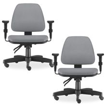Kit 02 Cadeiras de Escritório Giratória Executiva Ergonômica Sky L02 Couro Sintético Cinza - Lyam Decor
