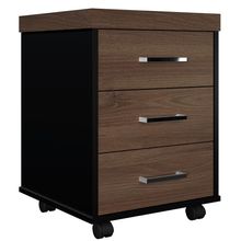 Gaveteiro Escritório Office Com Rodízios 3 Gavetas Atria Executiva A02 Charuto Preto - Lyam Decor